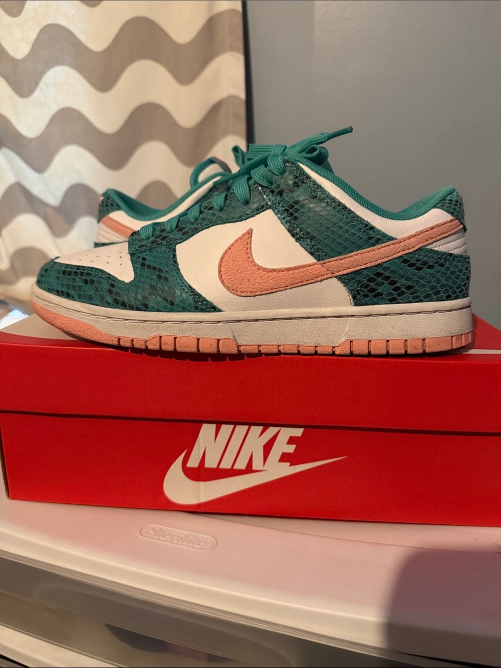 2022 Nike Dunk Low Washed Teal Snakeskin